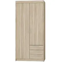 Masseno Drehtürenschrank ELENORA 90 cm Kleiderschrank Schlafzimmer Schrank 2-türig Sonoma Eiche