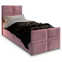 Masseno Boxspringbett ARIEL 100 100x200 cm Komplett-Set mit Bonell Matratze und Topper, Polsterbett mit Bettkästen -Rosa, KRONOS 27