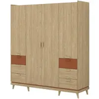 Masseno Drehtürenschrank ACARA 190/214.5/57,4 cm 4-türig Schlafzimmer Schrank Kleiderschrank Eichefarben
