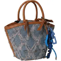 Custo Barcelona Handtasche Damen Blau Creme Kunstleder Magnetverschluss Blu UNICA 15x19x14 cm C261-2040M-V01 BLUE