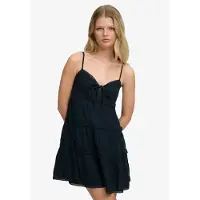 Superdry für Damen. W8012115A Gestuftes Mini-Kleid aus Cheesecloth marineblau (XS), Lässig, Baumwolle, Ärmellos / Hosenträger