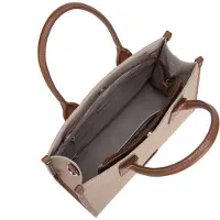 David jones Shopper Tasche Polyurethan Doppelgriffe Reißverschluss Druckknopf Light Taupe 33x26x13 cm
