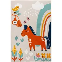 Kayoom Kinderteppich "Wonder 132", bunt, B:115cm H:8mm L:160cm, Polyester, Teppiche, Kinderteppich, Kurzflor, Vegan, Fußbodenheizungsgeeignet, Pferd