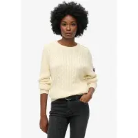 Superdry für Damen. W6110610A Slouchy Cable beige Pullover (S), Lässig, Baumwolle