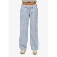 Superdry für Damen. W7011273A Baumwollstreifen Elastische Hose blau (S), Lässig, Baumwolle