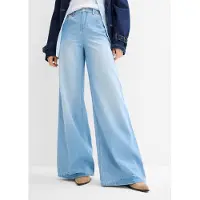 Bonprix Weite Jeans weite Passform, 5-Pocket-Design, elastischer Bequembund, hohe Bundhöhe