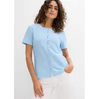 Bonprix T-Shirt Slim Fit Passform, Kurzarm-Design, mit Knopfleiste