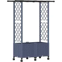 vidaXL Hochbeet mit Rankgitter und Dach Grau 124,5 x 40 x 142 cm PP