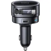 Baseus USB-A/USB-C-Kfz-Ladegerät mit einziehbarem USB-C-Kabel, 60 W – Schwarz