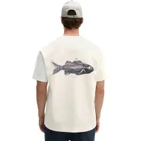 Marc O'Polo T-Shirt , Herren, Gr. XXL, beige (egg weiß), Jersey, Obermaterial: 100% Baumwolle, loose fit normal, Rundhals, Shirts T-Shirt, loose mit Fisch-Rückenprint