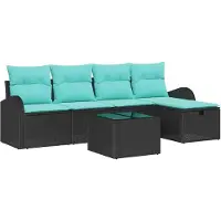 Syfax Gartensofa-set 6 stk. Schwarz Poly-Rattan