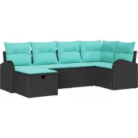 Syfax Gartensofa-set 6 stk. Schwarz Poly-Rattan