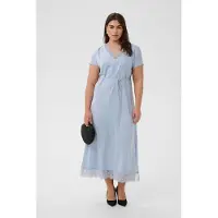KAFFE CURVE Midikleid "Damen Kleid KCjamie", Damen, Gr. 50, N-Gr, blau (kentucky blau cc), Obermaterial: 100% Polyester PES., Kleider Midikleid