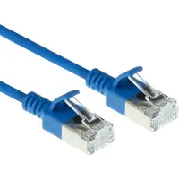 ACT Blaues 0,25 Meter langes LSZH-U/FTP-Cat-6a-Datencenter-Slimline-Patch-Kabel mit RJ45-Anschlüssen und Knickschutz, 0,25 m, Cat6a, U/FTP (STP), RJ-45, RJ-45, Blau