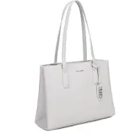 David jones Umhängetasche, Saffiano-Leder, zwei Griffe, zwei Fächer, Metallanhänger