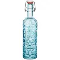 Bormioli Rocco Trinkflasche "Oriente Glasflasche 1,0 l mit Bügelverschluss", blau, H:32,4cm, Glas, Trinkflaschen, Trinkflasche, aus Glas, ideal für Vorrat, Servieren oder Selbstgemachtes