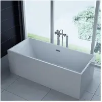 PureHaven freistehende Luxus Acryl-Badewanne 170x80 cm elegant inkl. Siphon Überlaufschutz leicht zu pflegende Oberfläche extra starker Rahmen Weiß