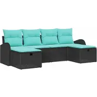 Syfax Gartensofa-set 6 stk. Schwarz Poly-Rattan