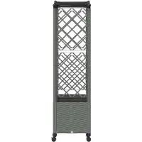 vidaXL Hochbeet mit Rankgitter und Dach Hellgrau 163 x 40 x 144 cm PP