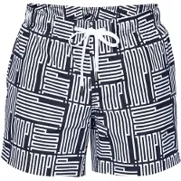 JOOP! Badeshorts JOOP "Deco Logo", Herren, Gr. XL, N-Gr, schwarz-weiß (natural (weiß aop)), Web, Obermaterial: 100% Polyester, Badehosen Badeshorts, mit großem Allover-Wording und seitlichen Taschen