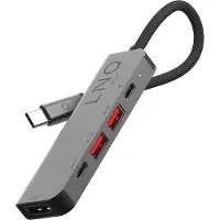 LINQ 5in1 Pro USB-C 10Gbps Multiport Hub with 4K HDMI, Kabelgebunden, USB 3.2 Gen 2 (3.1 Gen 2) Type-C, 100 W, Schwarz, Grau, 4K Ultra HD, 60 Hz