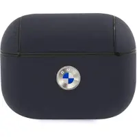 BMW BMAPSSLNA AirPods Pro Hülle marineblau Echtleder Silbernes Logo