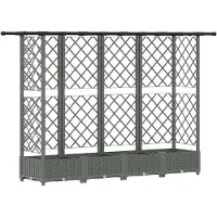 vidaXL Hochbeet mit Rankgitter und Dach Hellgrau 202,5 x 40 x 121 cm