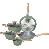 Tognana Porcellane YG79108SAGE, Gemischtes Set, Grün, Aluminium, Holz, Keramik, Gas, Induktion, Versiegelte Platte, 1,3 l
