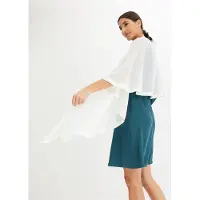 Bonprix Schal "Poncho-Schal", Damen, weiß (cremeweiß), Web, Kunstfaser, unifarben, Modetücher Schal, leicht durchscheinend, lässiger Überwurf, Poncho-Schal, Stola
