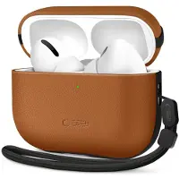 Tech-Protect NaturalFit Lederhülle für AirPods Pro 3 mit Trageband Braun
