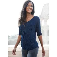 LASCANA Kurzarmshirt "mit Kellerfalte" aus luftigem Viskose-Stretch