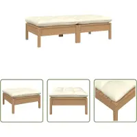 The Living Store Gartensofa 2-Sitzer mit Creme Kissen Massivholz Kiefer