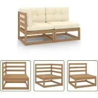The Living Store 2tlg. Garten-Lounge-Set mit Kissen Honigbraun Massivholz Kiefer