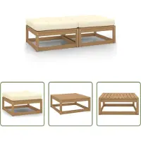 The Living Store Garten-Fußhocker mit Kissen 2 Stk. Honigbraun Massivholz Kiefer