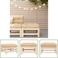 The Living Store Gartenhocker mit Kissen Massivholz Kiefer