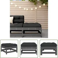 The Living Store Gartenhocker mit Kissen Grau Massivholz Kiefer