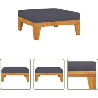 The Living Store Modular-Fußhocker mit Dunkelgrauem Kissen Akazie Massivholz