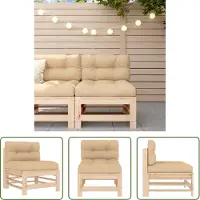 The Living Store Mittelsofa mit Kissen Massivholz Kiefer
