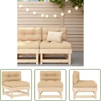 The Living Store Mittelsofa mit Kissen Massivholz Kiefer