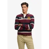 Superdry Rugby Polo Double Emblem Stripe Port Navy