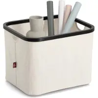 Zeller Aufbewahrungskorb PRESENT "Aufbewahrungskorb, Polyester/Bambus", beige (creme), B:40,5cm H:30cm T:33cm, Polyester, Aufbewahrungsboxen, Aufbewahrungskorb, creme/schwarz, ca. 40,5x33x30 cm
