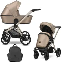 Kunert Kinderwagen Brav 2in1 – Champagnerfarbene Rahmen – Farbe: Cappuccino Eco