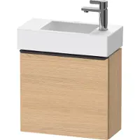 Duravit D-Neo, Konsolenwaschtischunterbau wandhängend, 484x440x222mm, eine Tür, Türanschlag Rechts, mit Griff Diamantschwarz, DE4219RBD300000, Farbe: Natur Eiche Matt Dekor