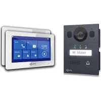 Goliath Basic Line Anthrazit/Weiß Full HD Video Türsprechanlage Set für 1 Familienhaus 2x 7 Monitor Aufputz