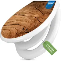 Banjado Familien WC Sitz weiß mit Kindersitz und Absenkautomatik und Motiv Trockenes Holz [TDWK 10787]