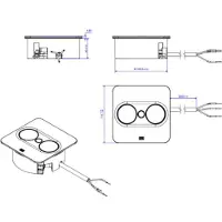 Bachmann 946.207, Type E + USB A + USB C, Desktop eingebettet, 4 cm, Edelstahl, Metall, Kunststoff, IP20