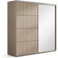 BM-Möbel A12 Schlafzimmerschrank mit 2 Schiebetüren, Spiegel - Sonoma - 150 x 62 x 215 cm