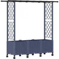 Syfax Hochbeet mit Rankgitter und Dach Grau 162,5 x 40 x 142 cm PP