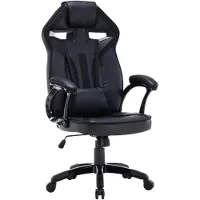 Top E Shop Topeshop FOTEL DRIFT CZERŃ, Gepolsterter Sitz, Gepolsterte Rückenlehne, Schwarz, Schwarz, Kunstleder, Kunstleder
