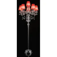 Casa Padrino Luxus Barock Kristall Stehleuchte Silber / Rot Ø 66 x H. 181 cm - Prunkvolle Barockstil Stehlampe mit venzezianischem Glas und Swarovski Kristallglas - Luxus Qualität - Italy